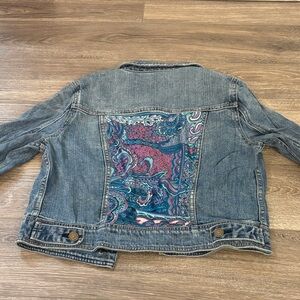 American Eagle Outfitters Blue Jean Jacket with Paisley Design